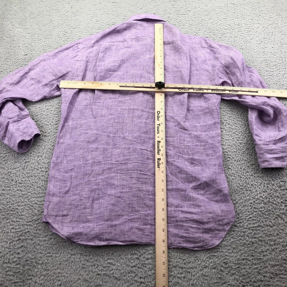 Polo Ralph Lauren Shirt Mens Small Purple Linen Long Sleeve Button Up Slim Fit